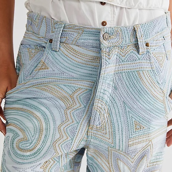 Free People ‘Solstice’ Slouchy Wide Leg Embroidery Pants- Size 25 - Picture 2 of 9